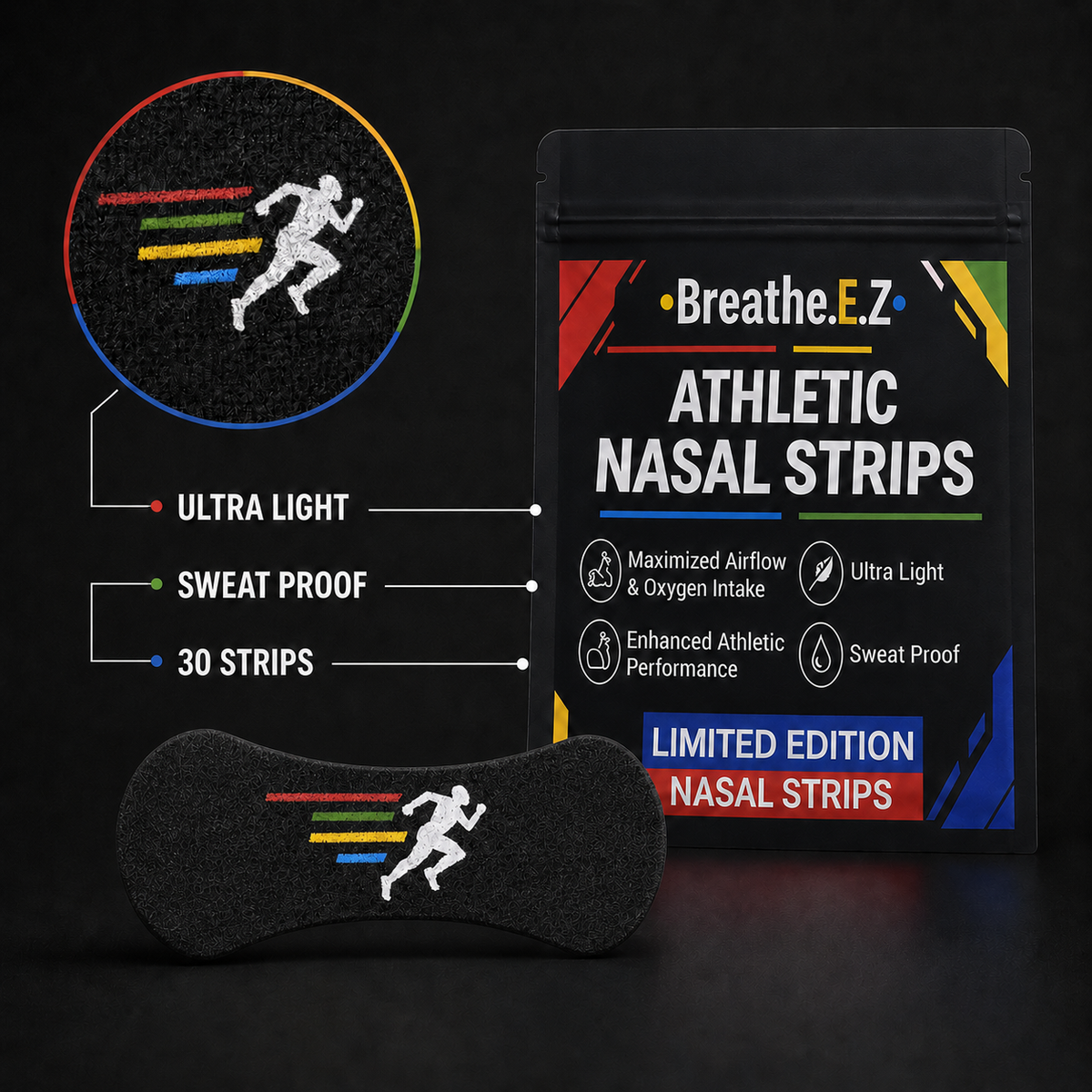 Breathe E.Z nasal strips, 30 pack, for better breathing during sport and sleep
