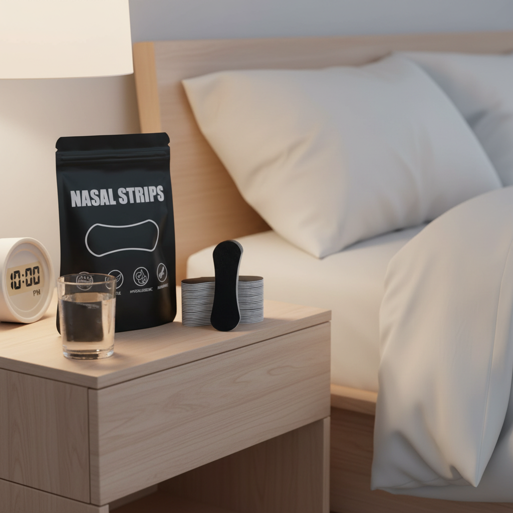 Nasal Strips in peaceful bedroom setting